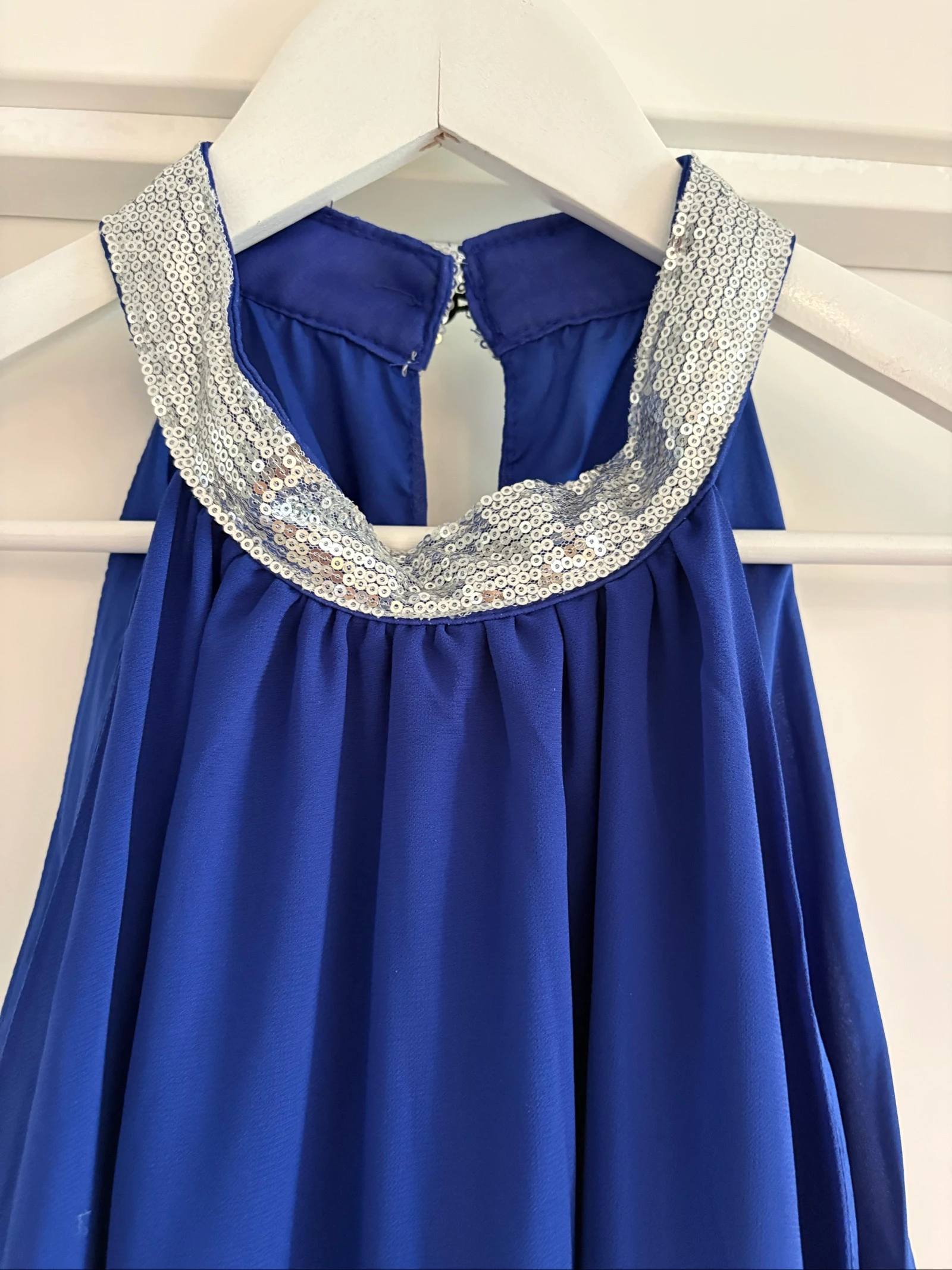 Fluid royal blue sequin long dress – 3XL – photo 3